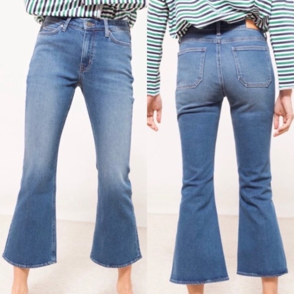 NEW Anthropologie M.i.H High Rise Crop Bohemian Flare Leg Denim Jeans Size 27